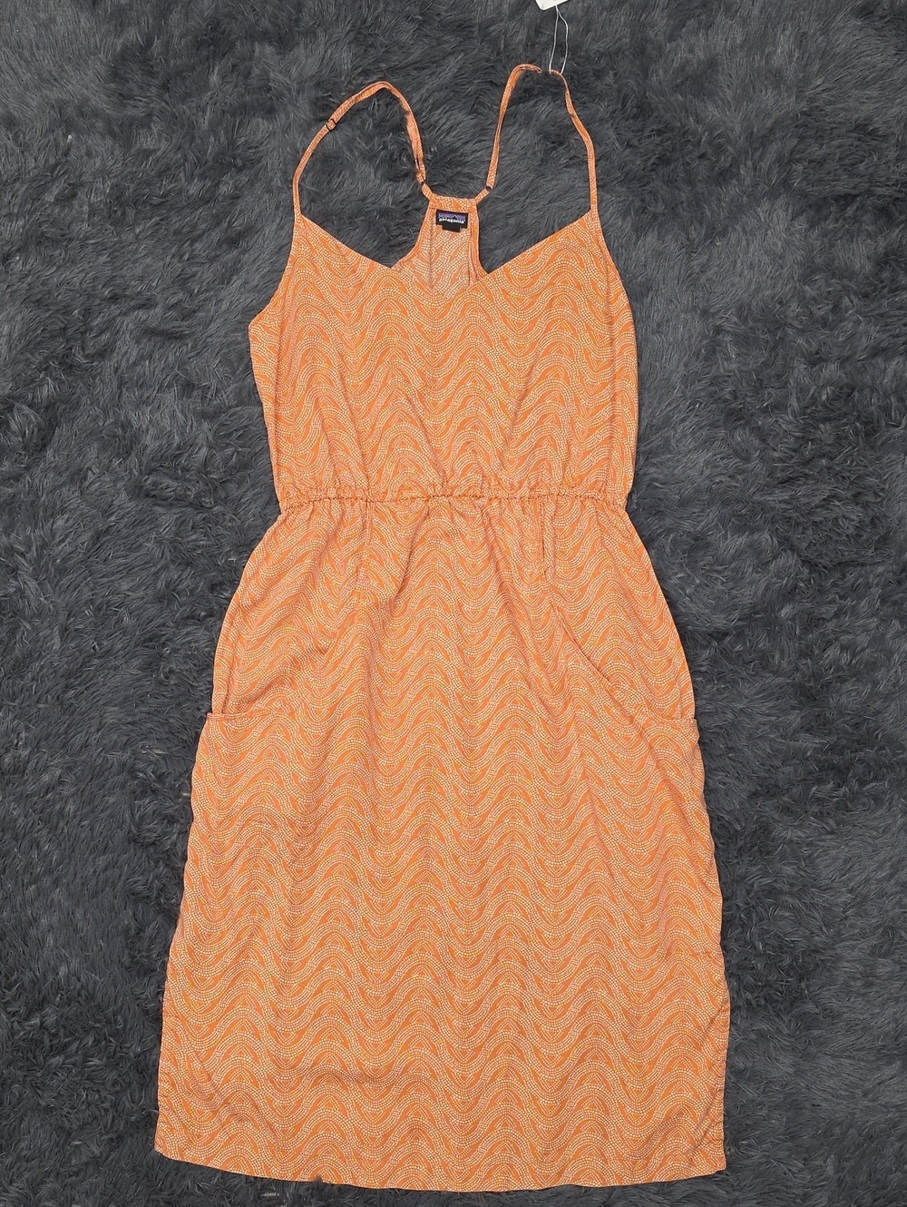 Patagonia- Orange Patterned Dress w/ Adjustable Straps. Size S